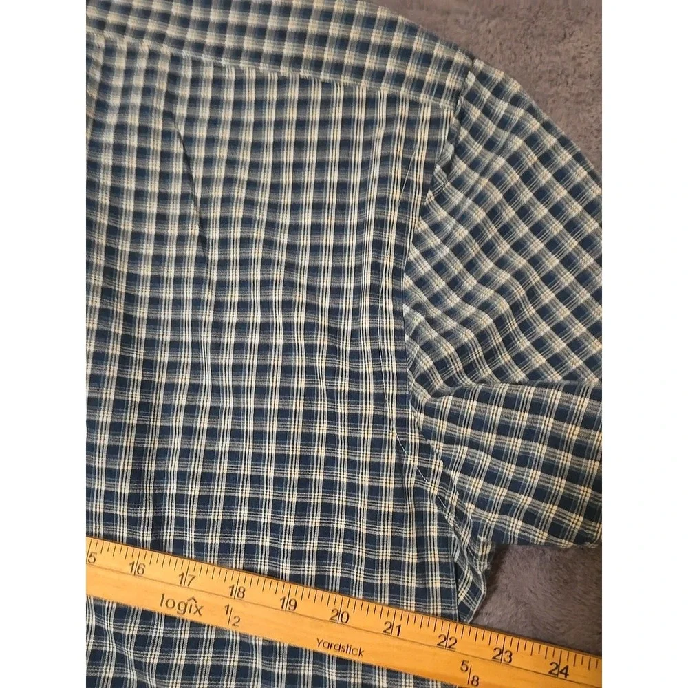 Ralph Lauren Indigo Oxford Shirt Mens Large Blue Plaid Short Sleeve Button Down - Picture 10 of 12